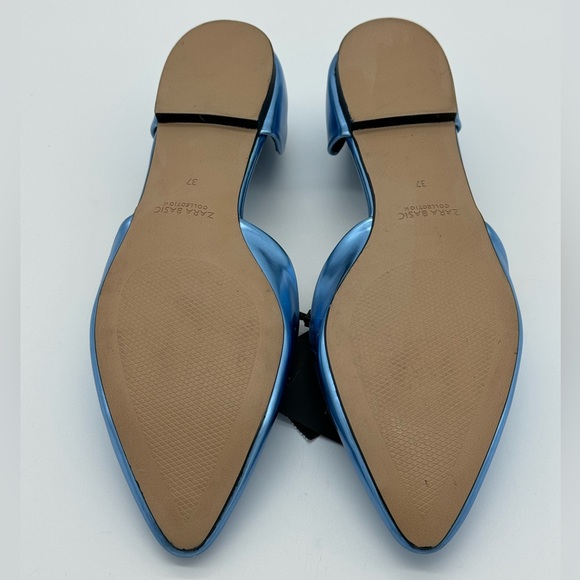 NWT ZARA D'ORSAY blue metallic pointy flats - Picture 4 of 4